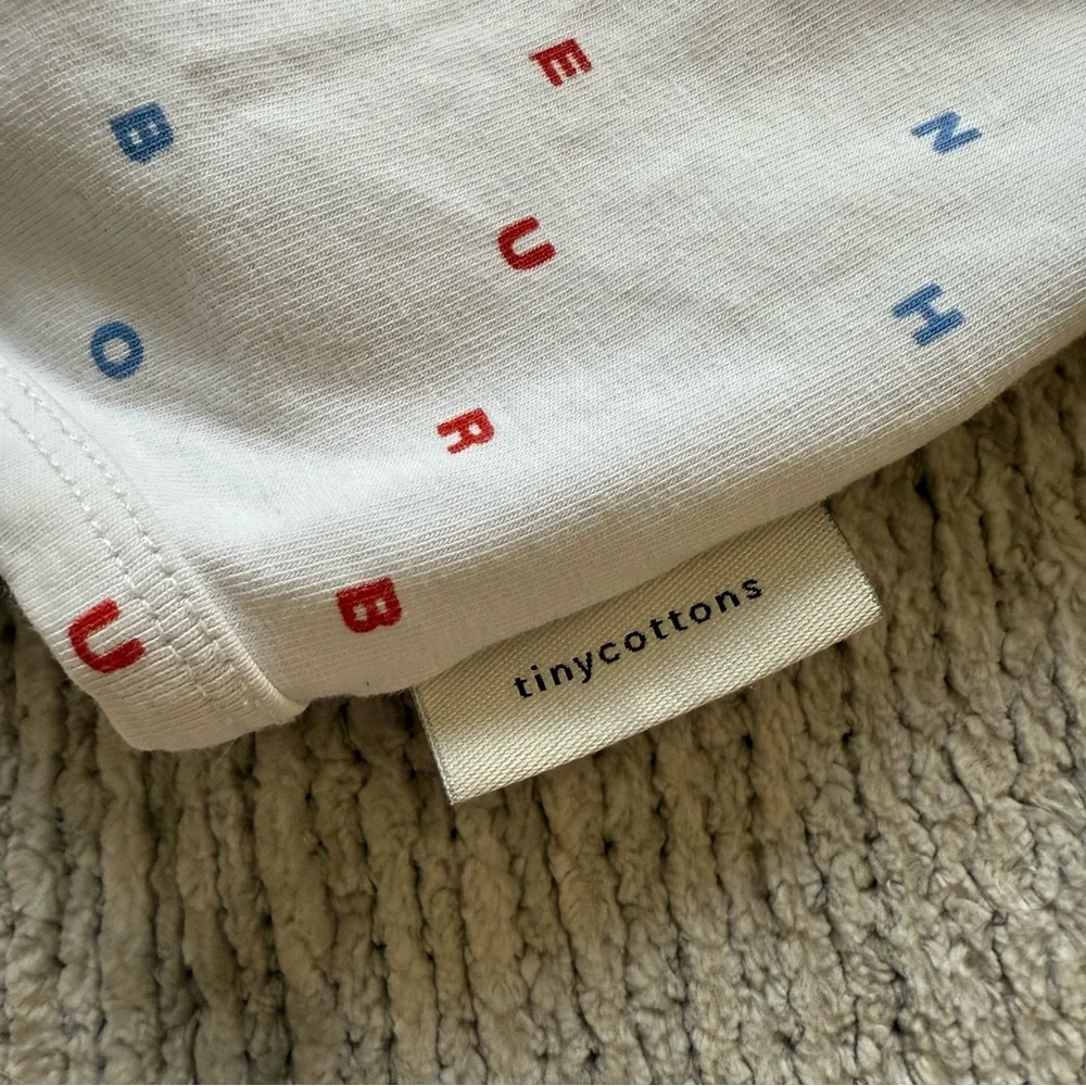 Tinycottons Pima Cotton Letter Print Short Sleeve‎ Bodysuit 12-18M